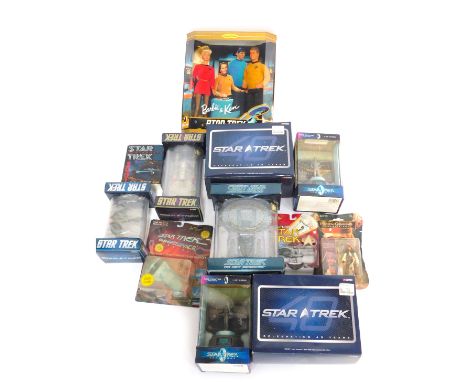 Various commemorative Star Trek items, to include a Barbie and Ken gift set, Corgi USS Enterprise model, boxed, Corgi Klingon