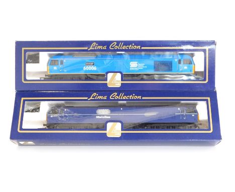 Lima Models OO gauge Class 60 locomotives, comprising 60006 Scunthorpe Iron Master British Steel EWS livery and 60011 Mainlin