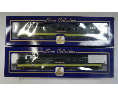Lima Models OO gauge Class 55 Deltic locomotives, D9016 Gordon Highlander, BR two tone green livery, boxed. (2)