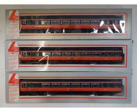 Lima Models OO gauge Class 156 three car DMU Strathclyde Transport, orange and black livery, boxed.