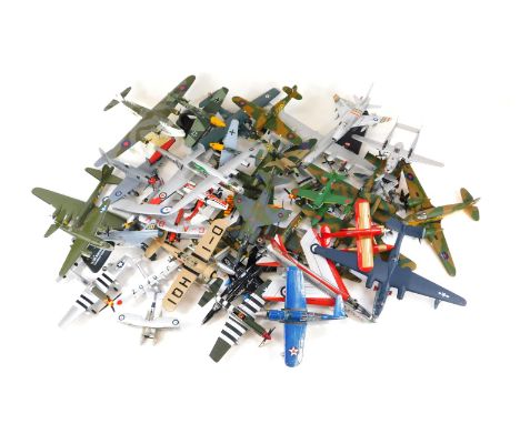 Corgi and other diecast metal and plastic planes, including Corgi Spitfire mark 4, Corgi De Havilland Mosquito, Corgi Mitsubi