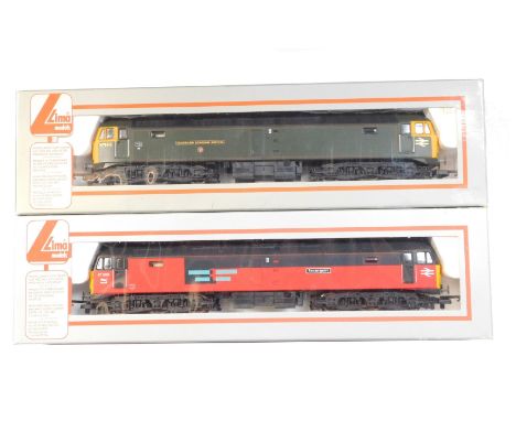 Lima Models OO gauge Class 47 locomotives, comprising 47588 Resurgent, Rail Systems red and graphite livery, and 47484 Isamba