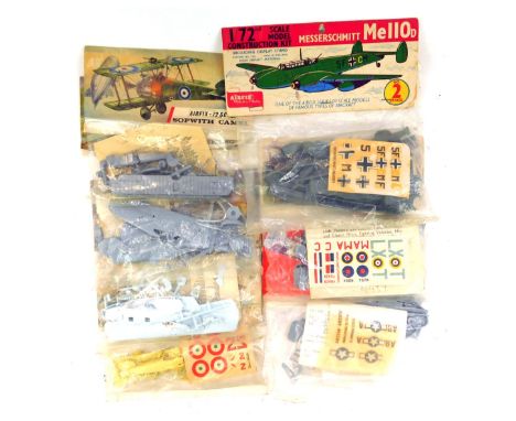 Seven Airfix World War I and World War II 1:72 scale bagged aircraft kits, ranging from 1958-1972, comprising Westland Lysand