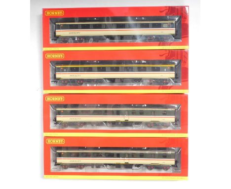 Hornby OO gauge coaches, including R4809 BR mark 2E open standard coach, R4810 BR mark 2E open first coach 3237, R4618A BR Ex