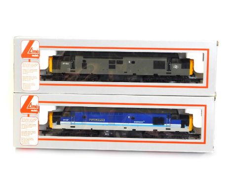 Lima Models OO gauge Class 37 diesel locomotives, comprising 37427 Highland Express in Scot Rail blue livery, and 37133 in Br