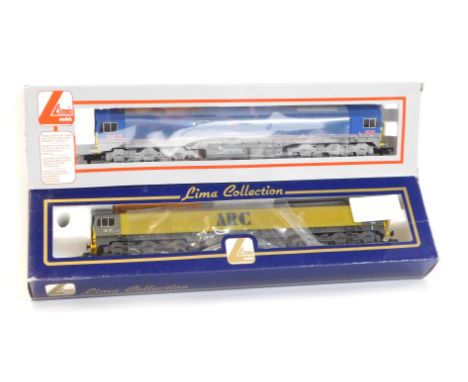 Lima Models OO gauge Class 59 locomotives, comprising 59201 Vale of York National Power livery and 59101 Village of Whatley A