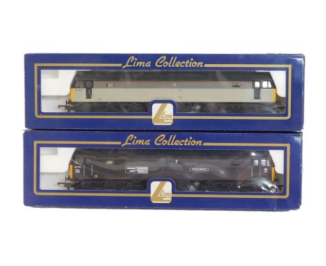 Lima Models OO gauge Class 47 diesel locomotives, comprising 47157 in Railfreight two tone grey livery, and 47799 Prince Henr