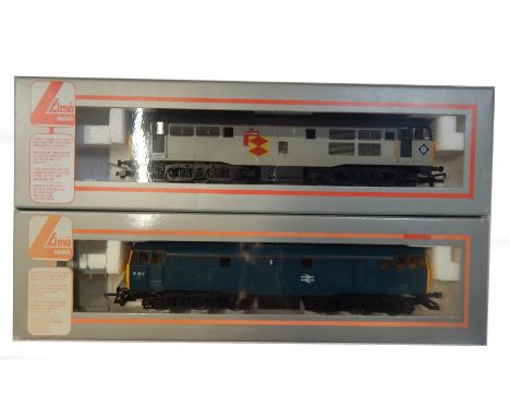 Lima Models OO gauge Class 31 locomotives, comprising 31402, BR blue, and 31160 Phoenix, Railfreight Distribution Sector live
