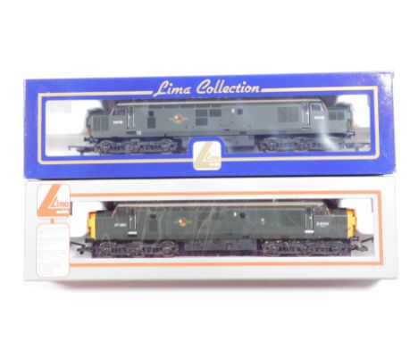 Lima Models OO gauge Glass 37 locomotives, comprising D6700, BR green livery, and 37350 D6700, BR green with full yellow ends