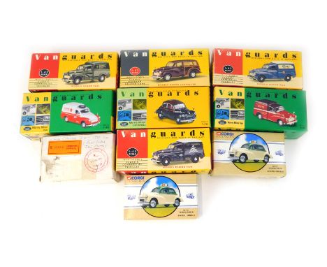 Vanguards car models, comprising 11009, 01118, 11010, 01117, 11007, 05802, 10001, two Corgi 96756 and a Corgi collectors club