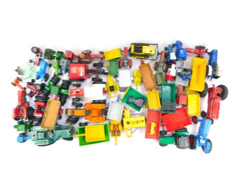 Ertl Tri-ang and other diecast tractors and farming implements, including Britains Massey Ferguson 595 tractor, Ertl steam tr