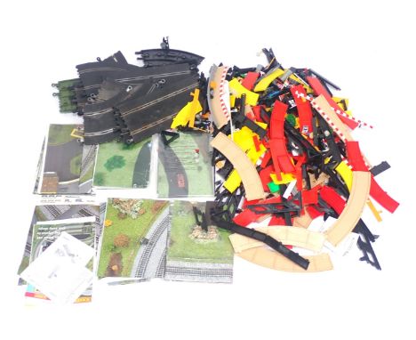 Hornby track mats, Scalextric track and accessories. (1 box) 