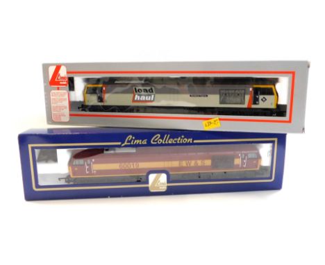 Lima Models OO gauge Class 60 diesel locomotives, comprising 60019 EWS Burgundy livery, and 60050 Roseberry Topping Grey Load