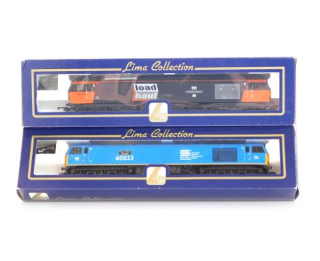 Lima Models OO gauge Class 60 locomotives, comprising 60033 Tees Steel Express British Steel EWS livery and 60008 Gypsum Quee