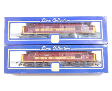 Lima Models OO gauge Class 37 locomotives, comprising 37057 Viking, EWS livery, and 37411 Ty Hafan, EWS livery, boxed. (2)