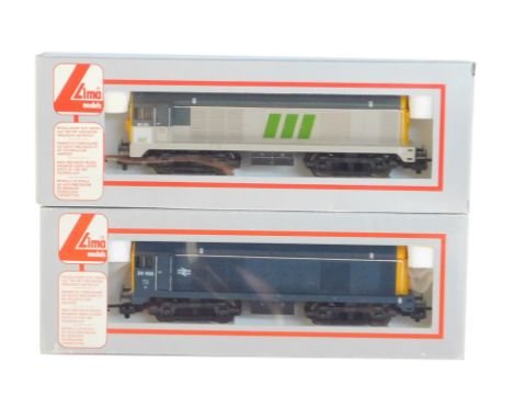Lima Models OO gauge Class 20 locomotives, comprising 20066, BR blue, and 21131 Almon B Strowger, BR blue two tone grey, boxe
