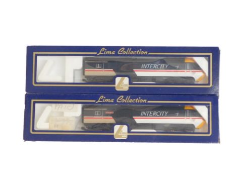 Lima Models OO gauge Class 43 HST Intercity Power and Dummy Cars, No 43129 and No 43181, Intercity Swallow livery. (2) 