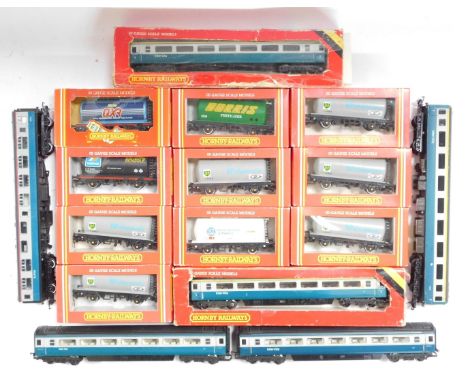 Hornby OO gauge rolling stock and coaches, including R148 ICI petrochemicals and plastic tank wagon, R218 BP chemicals tank w