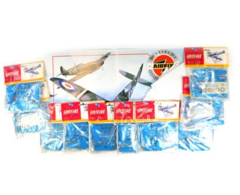 Ten Airfix 50th Anniversary 1:72 scale Spitfire kits, with posters. 