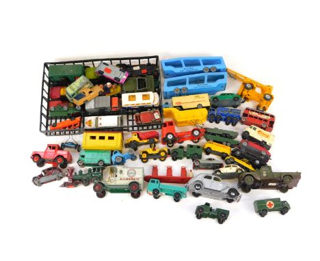 Matchbox, Dinky and other playworn diecast, including Solido Dodge 1940, Matchbox Superkings number 65 airport coach, Matchbo