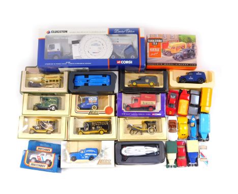 Lledo Matchbox and Corgi diecast, to include CC11801 Leyland DAF powder tanker, Clubstone Distribution Services, Lledo Days G