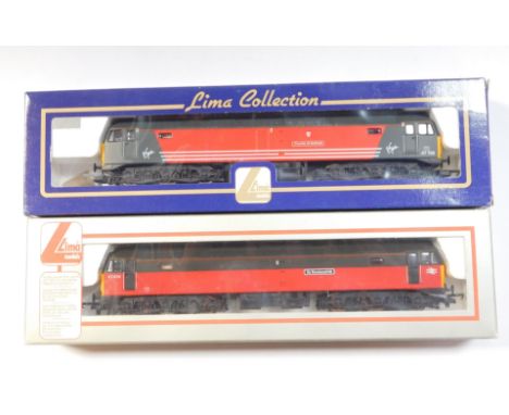 Lima Models OO gauge Class 47 locomotives, comprising 47702 Country of Suffolk, Virgin livery, and 47474 Sir Roland Hill, Rai