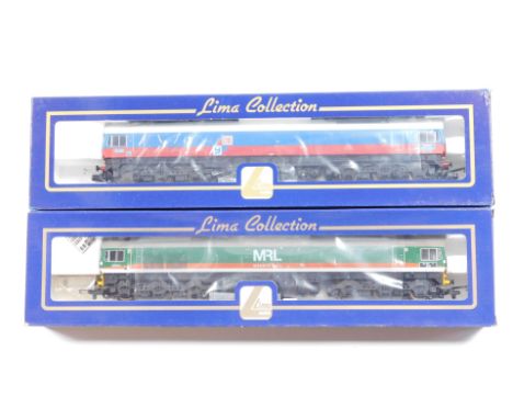 Lima Models OO gauge Class 59 locomotives, comprising 59002 Alan J Day, Mendip Rail livery, and 59003 Yeoman Highlander, DB F