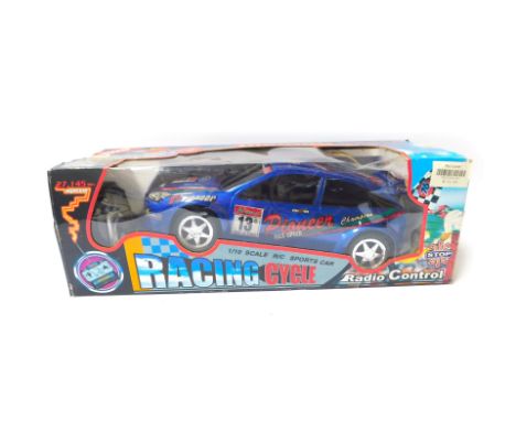 A Classic Racing Cycle remote controlled car, 1:10 scale R-C sports car, NO. HY-12, in blue trim, boxed. 