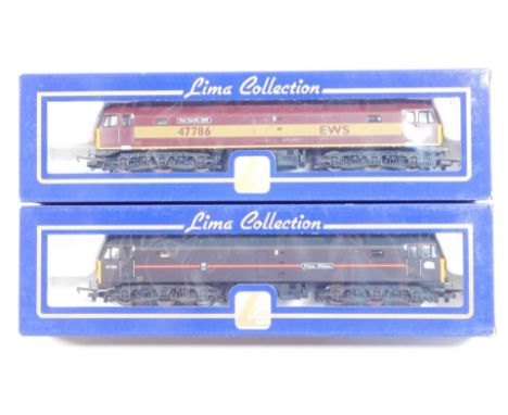 Lima Models OO gauge Class 47 locomotives, comprising 47798 Prince William, EWS Royal livery, and 47786 Roy Castle OBE, ESW l