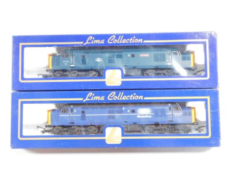 Lima Models OO gauge Class 37 locomotives, comprising 37275 Oor Woolie, BR blue livery, and 37219, Mainline livery, boxed. (2