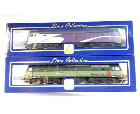 Lima Models OO gauge Class 47 locomotives, comprising 47114, Freightliner Bulk two tone green livery, and 47817 Porterbrook p