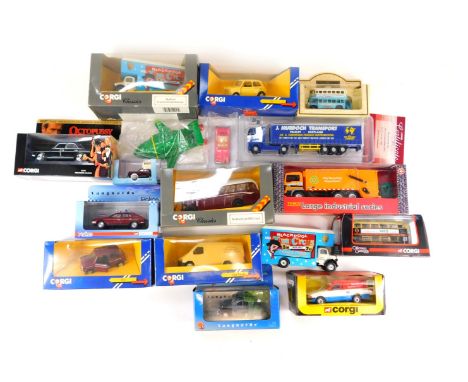 Corgi and Vanguard diecast, including 05701 Mercedes Saloon Octopussy 007, The Original Omnibus Company OM46305CRM, 29 Totten