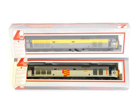 Lima Models OO gauge Class 50 locomotives, comprising 50149 Defiance Railfreight Trainloads General Sector livery and 500015 