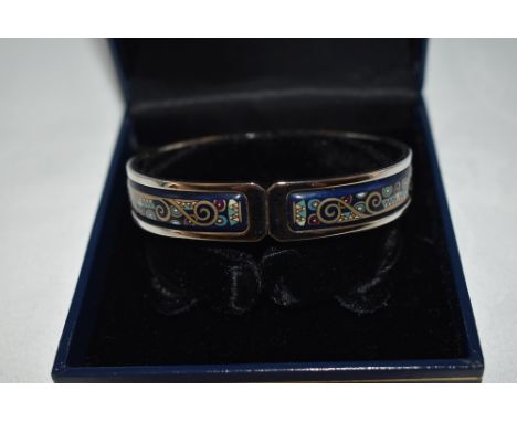 A Frey Wille hinged bangle having enamelled decoration, with box