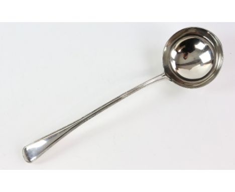 Victorian silver ladle, by Chawner &amp; Co, London 1871, the stem with beaded border, the bowl plain, 34 cm long, 9 oz. (280