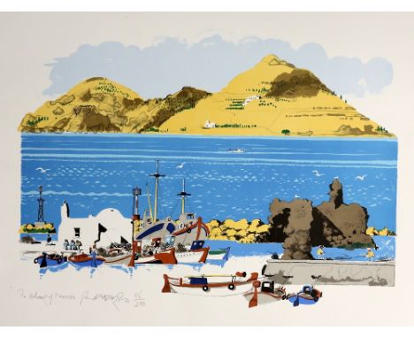 Paul Hogarth OBE RA (British, 1922-2001). 'Harbour at Naousz', limited edition print. Signed, titled and numbered 86/200 in p
