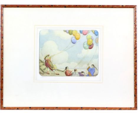 Robert Herdman-Smith (British, 1879-1945). 'The Puppet Showman', 14cm x 19cm  &amp; 'Balloons', 19cm x 22cm hand etchings wit