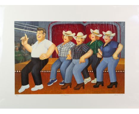Beryl Cook (British, 1926-2008). 'Line Dancing', limited edition silkscreen print, signed, titled and numbered 48/395 in penc