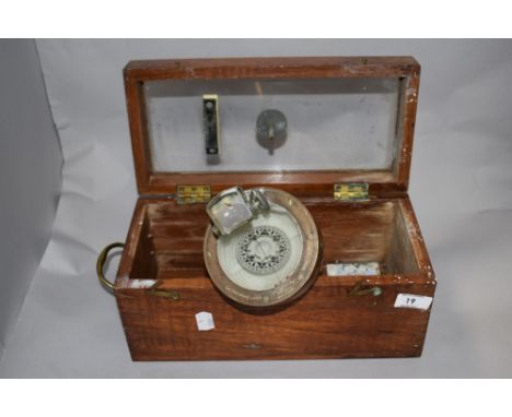A cased Henry Brownie &amp; Son Ltd 'Sestrel' compass, marked 'Made in England' the mahogany case with glazed and hinged cove