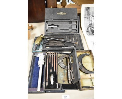 A selection of vintage engineers tools, calipers, Moore &amp; Wright precision equipment