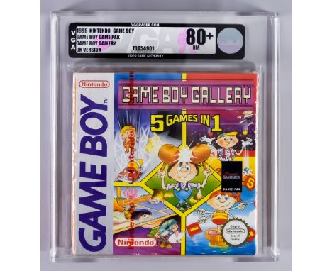 1995 Nintendo Gameboy &ndash; Gameboy Gallery 5 Games in 1- UK Version Red Label Game VGA 80+/NM, with iconic Nintendo red st