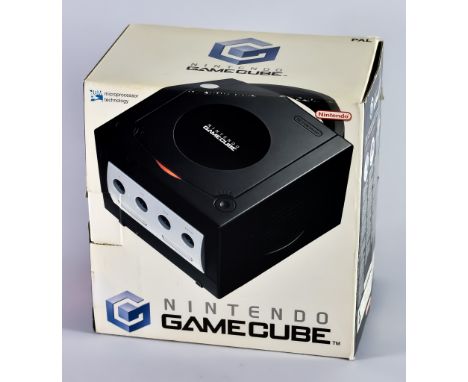 2002 Nintendo 2 x Black GameCube Consoles, with one Nintendo controller and boxBox exterior - scattered signs of wear, notabl
