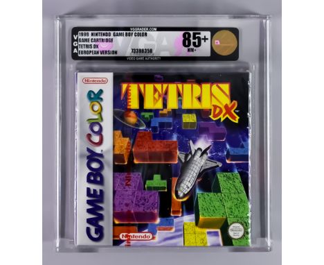 1999 Nintendo Gameboy Colour &ndash; Tetris DX &ndash; European Version Red Label Game VGA 85+/NM+, with iconic Nintendo red 