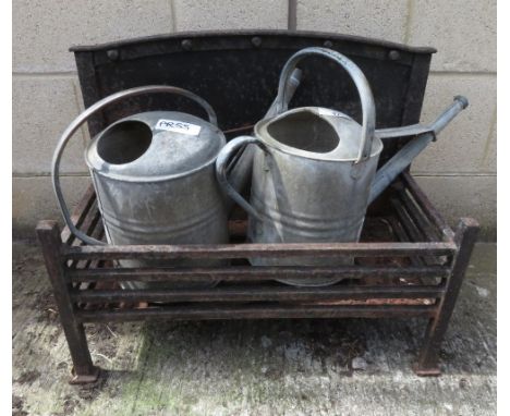 2 GALVANISED WATERING CANS &amp; FIRE GRATE