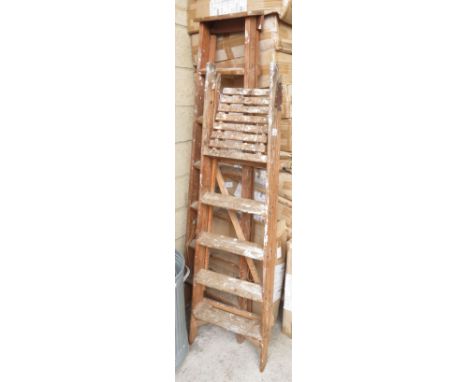 2 VINTAGE WOODEN STEP LADDERS