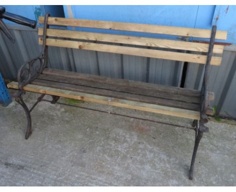 GARDEN BENCH WITH BLACK PAINTED ENDS