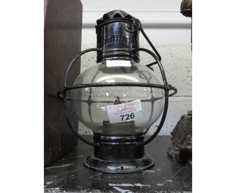 BLACK PAINTED METAL SHIPS LAMP