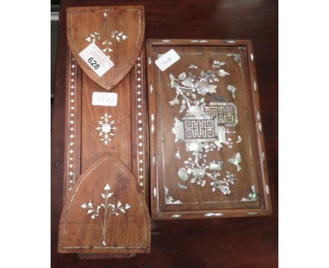 SLIDING WATERFALL BOOKSHELF WITH INLAID DECORATION &amp; INLAID MOTHER OF PEARL PICTURE