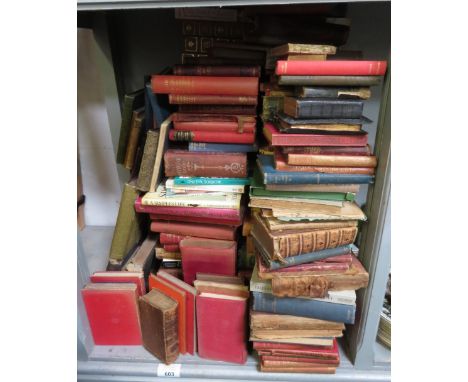 SHELF OF BOOKS LARGELY FICTION &amp; POETRY, SOME MODERN EXAMPLES TO INCLUDE DICKENS, SCOTT, ETC