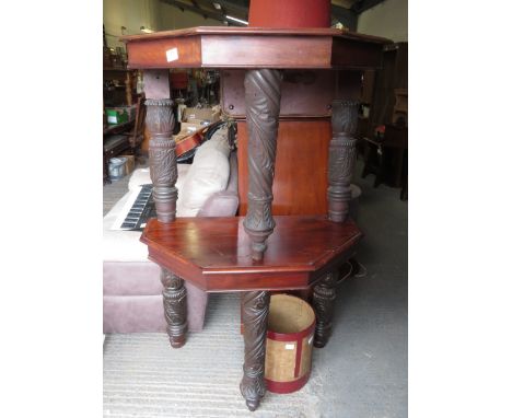 PAIR OF CONSOLE TABLES ON BULBOUS, CARVED LEGS
